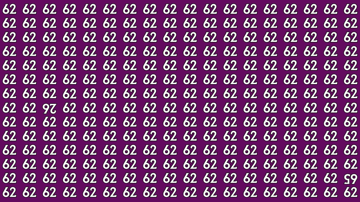 Optical Illusion: Within 6 Seconds Spot The Inverted 26 and 65 among 62s