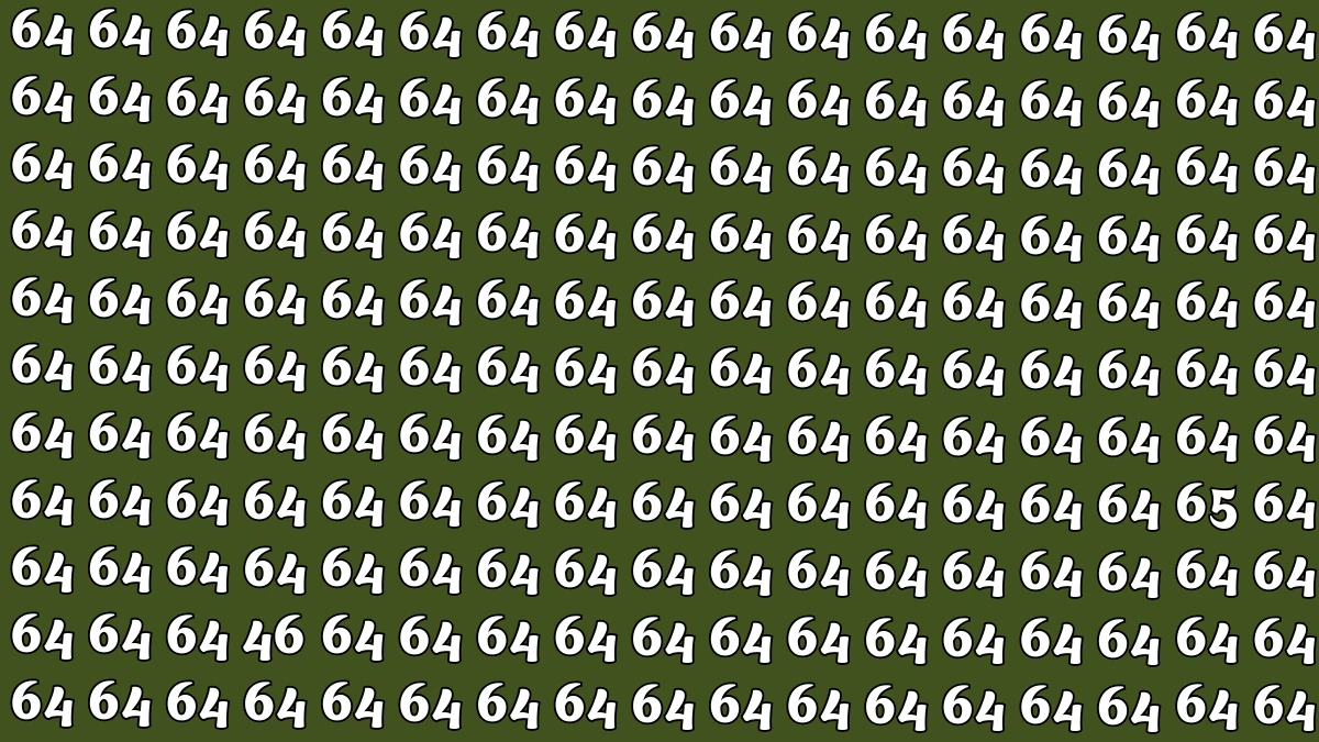 Optical Illusion: Within 6 Seconds Spot The Number 46 and 65 among 64