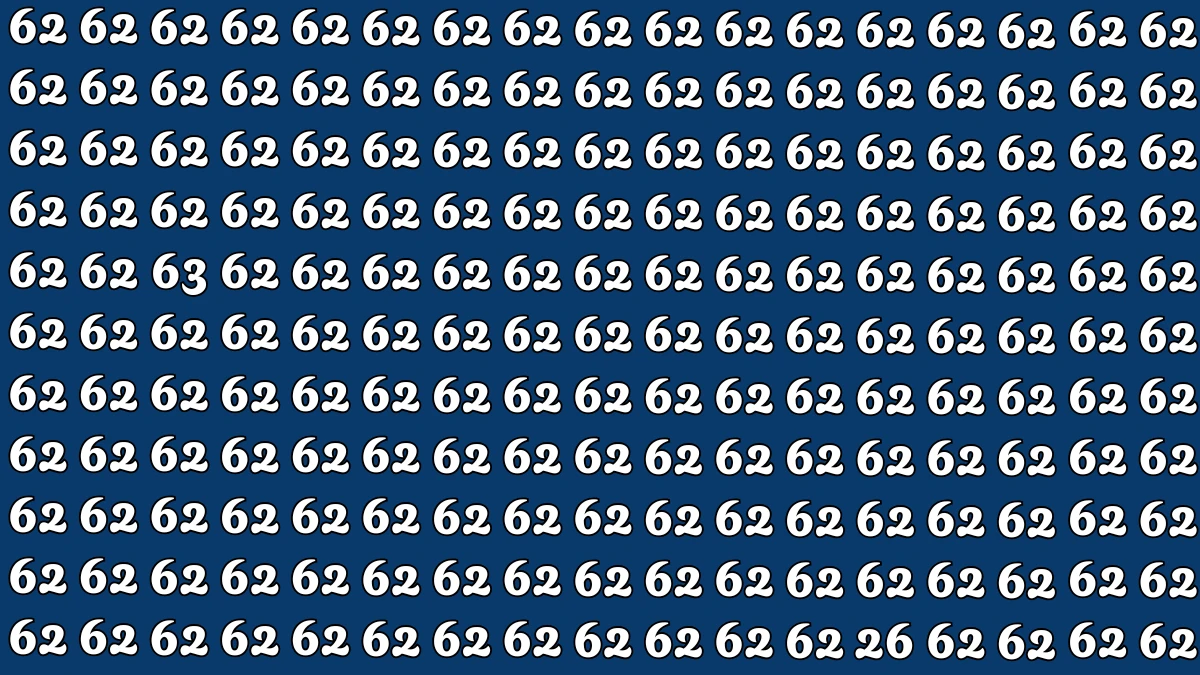 Optical Illusion: Within 6 Seconds Spot The Number 63 and 26 among 62