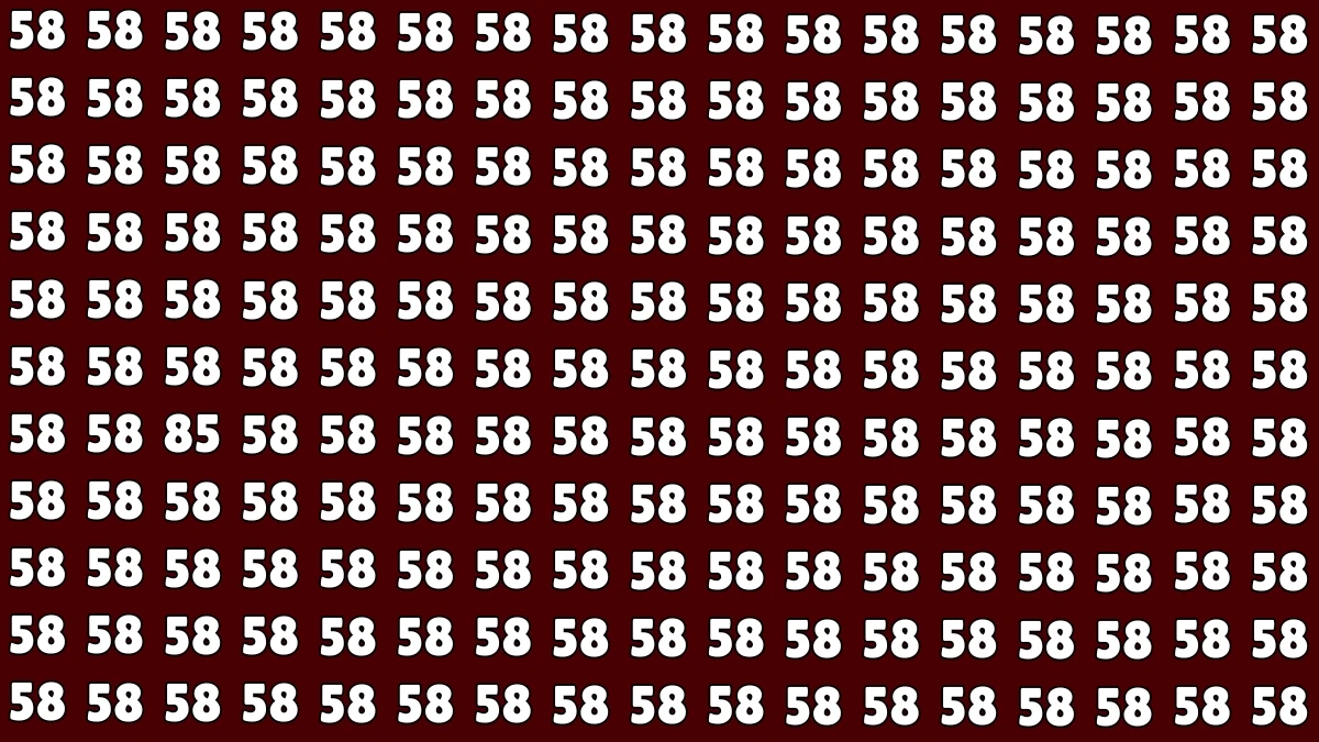 Optical Illusion: Within 6 Seconds Spot The Number 85 among 58