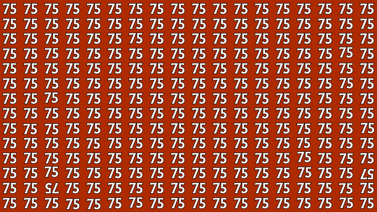 Optical Illusion: Within 7 Seconds Spot The Inverted 57 and 75 among 75s