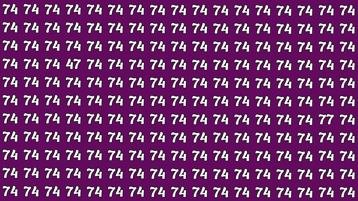 Optical Illusion: Within 7 Seconds Spot The Number 77 and 47 among 74