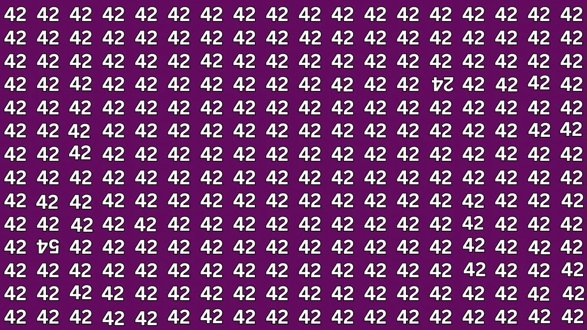 Optical Illusion: Within 8 Seconds Spot The Inverted 24 and 54 among 42s