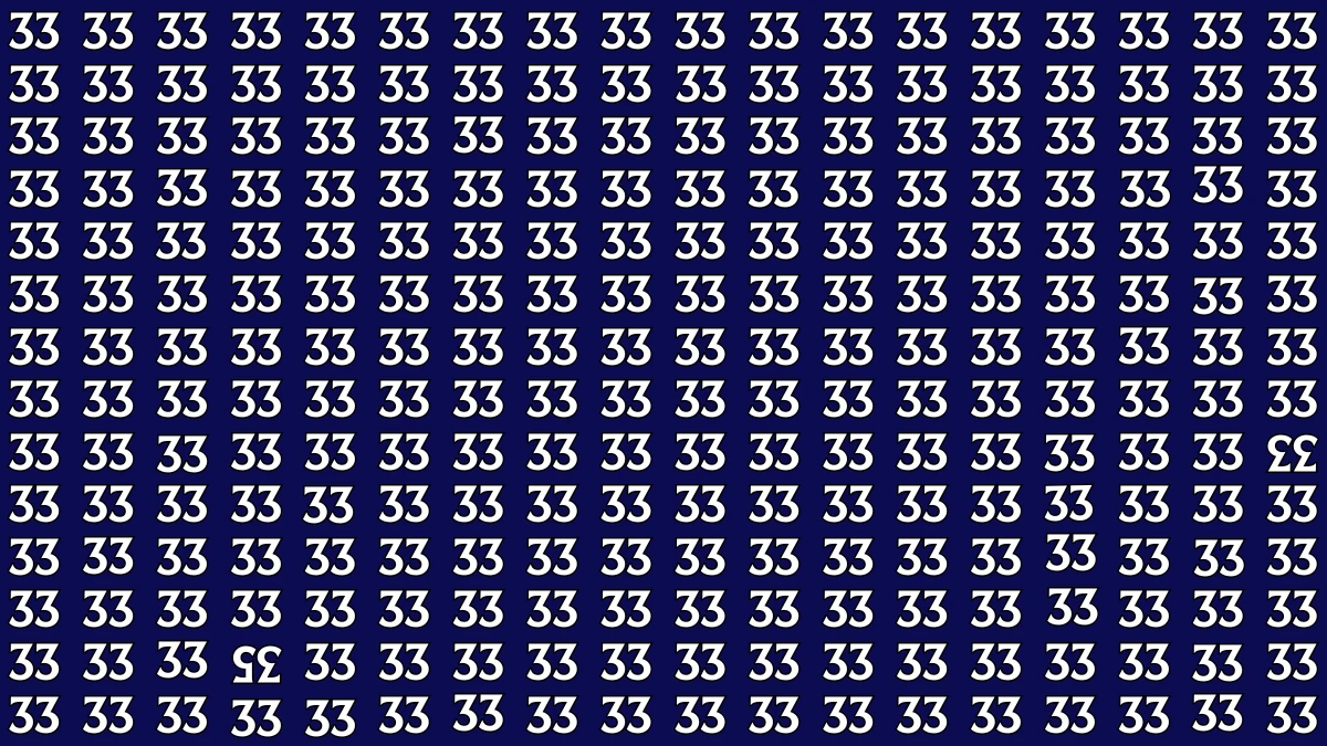 Optical Illusion: Within 8 Seconds Spot The Inverted 33 and 35 among 33s