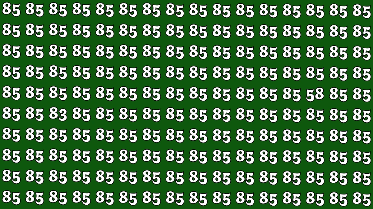Optical Illusion: Within 8 Seconds Spot The Number 83 and 58 among 85