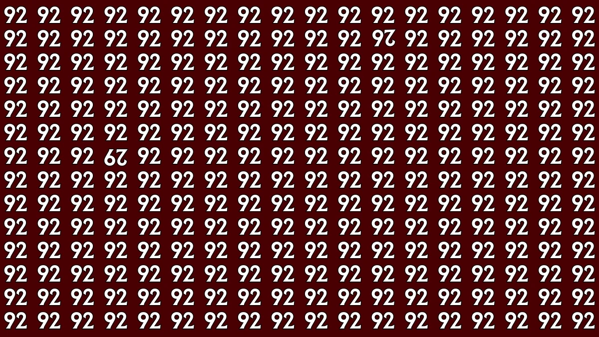 Optical Illusion: Within 9 Seconds Spot The Inverted 26 and 29 among 92s