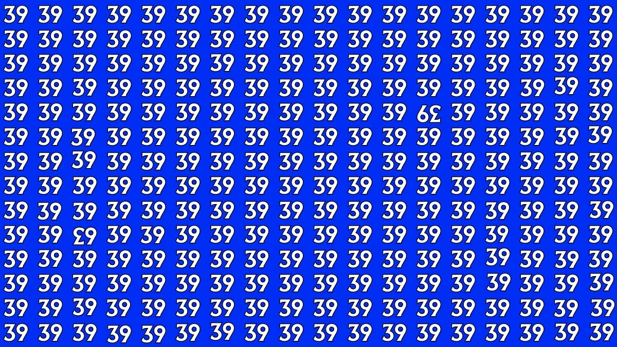 Optical Illusion: Within 9 Seconds Spot The Inverted 39 and 63 among 39s