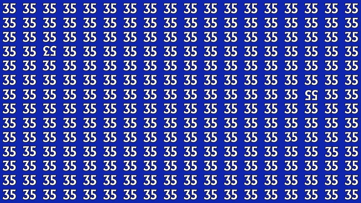 Optical Illusion: Within 9 Seconds Spot The Inverted 55 and 53 among 35