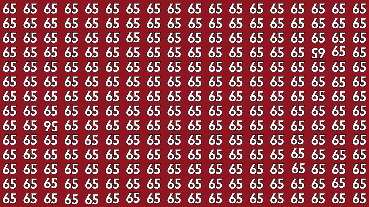 Optical Illusion: Within 9 Seconds Spot The Inverted 56 and 65 among 65s