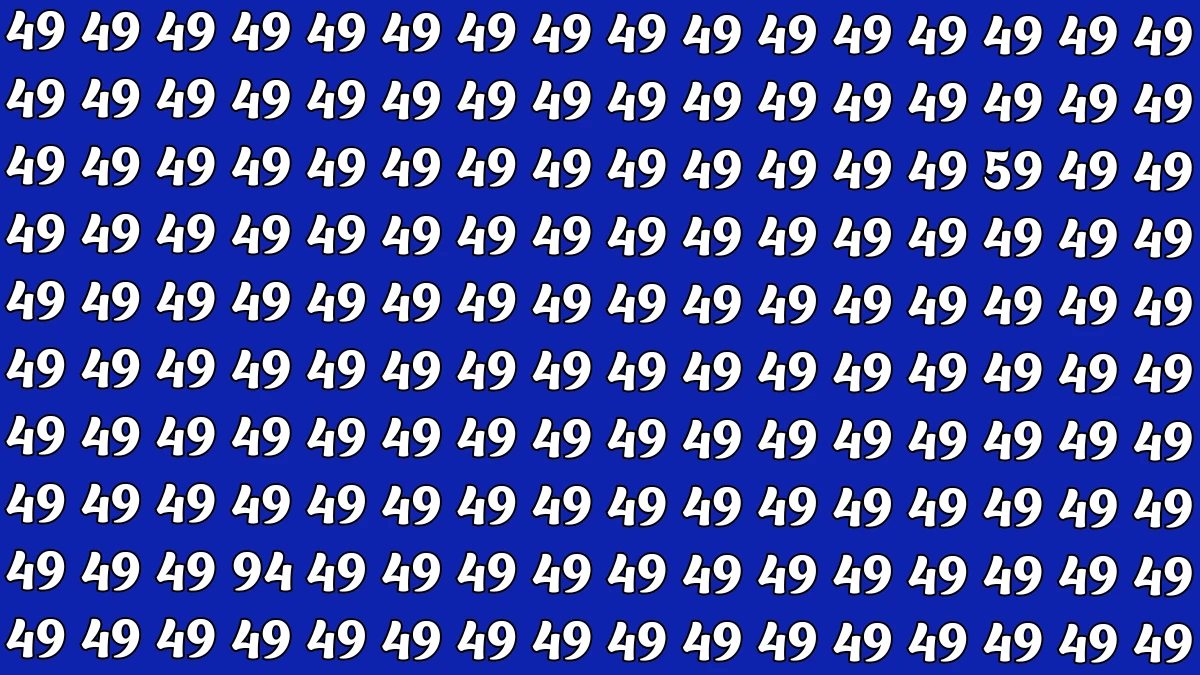 Optical Illusion: Within 9 Seconds Spot The Number 59 and 94 among 49
