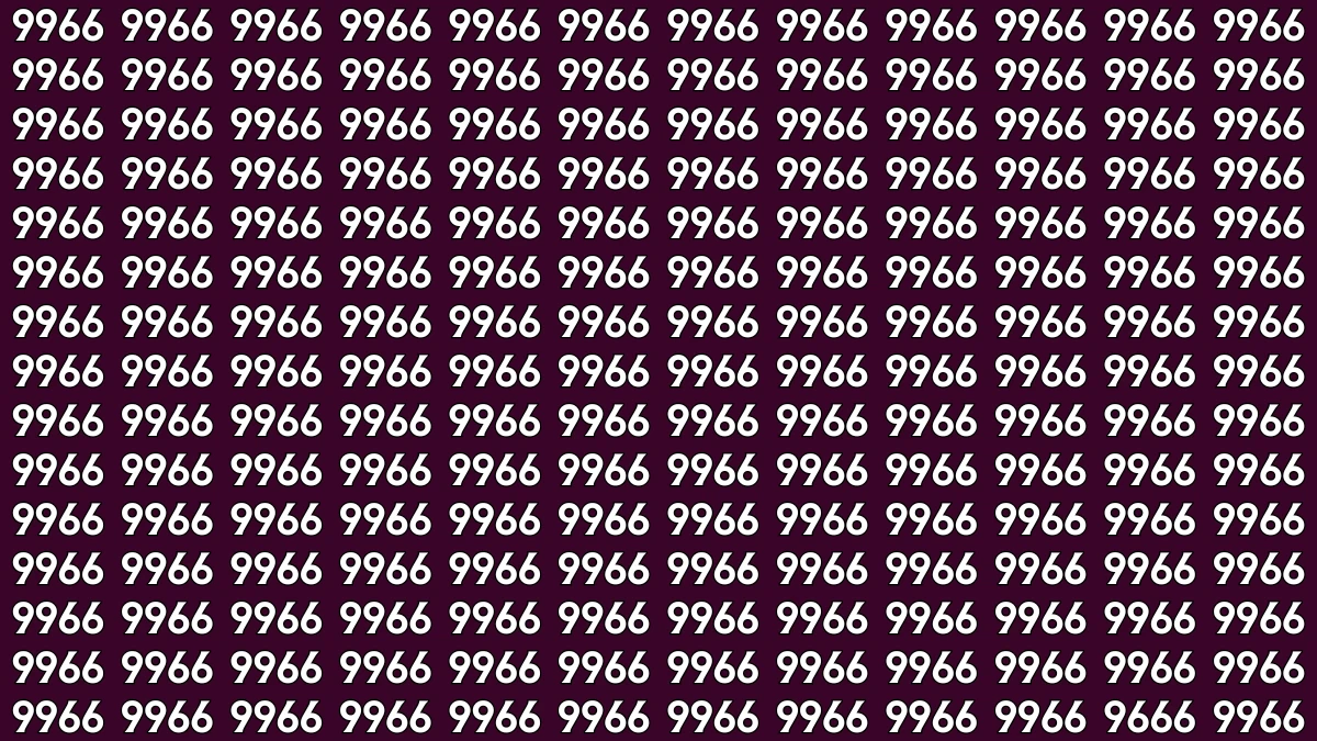 Optical Illusion: Within 9 Seconds Spot The Number 9666 among 9966