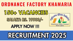 Ordnance Factory Khamaria Tenure Based DBW Recruitment 2025 - Apply Offline for 189 Posts Ordnance Factory Khamaria Tenure Based DBW Recruitment 2025 - Apply Offline for 189 Posts