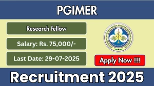 PGIMER Research fellow Recruitment 2025 - Apply Offline