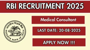RBI Medical Consultant Recruitment 2025 - Apply Offline