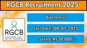 RGCB Biochemist Recruitment 2025 - Apply Online