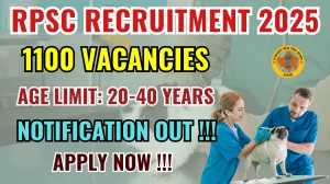 RPSC Veterinary Officer Recruitment 2025 - Apply Online for 1100 Posts RPSC Veterinary Officer Recruitment 2025 - Apply Online for 1100 Posts