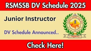 RSMSSB Junior Instructor DV Schedule 2025: Check Document Verification Date @ rsmssb.rajasthan.gov.in RSMSSB Junior Instructor DV Schedule 2025: Check Document Verification Date @ rsmssb.rajasthan.gov.in