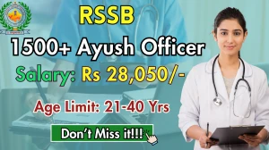 RSSB Ayush Officer Recruitment 2025 - Apply Online for 1535 Posts