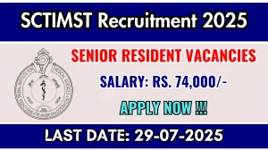 SCTIMST Senior Resident Recruitment 2025 - Apply Offline for 06 Posts