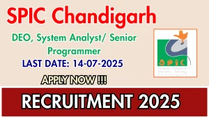 SPIC Chandigarh Recruitment 2025 - Apply Online for 02 DEO, System Analyst/ Senior Programmer Posts SPIC Chandigarh Recruitment 2025 - Apply Online for 02 DEO, System Analyst/ Senior Programmer Posts