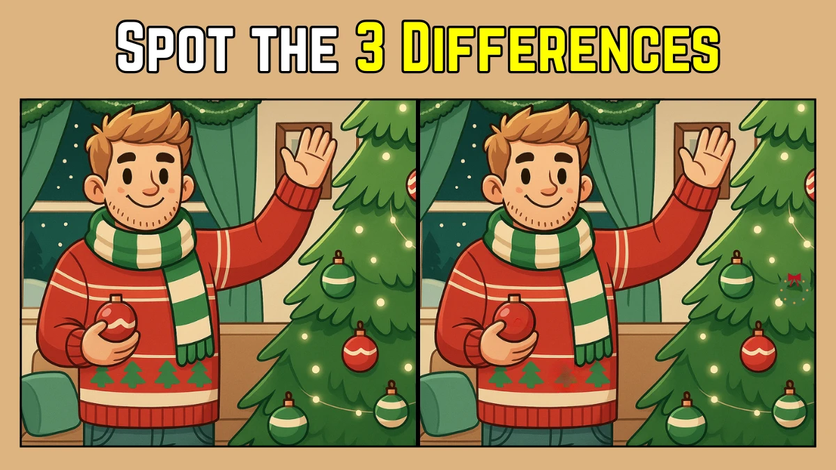 Spot the Difference: Within 9 Seconds Spot The 3 Differences in this Boy Celebrating Christmas Image