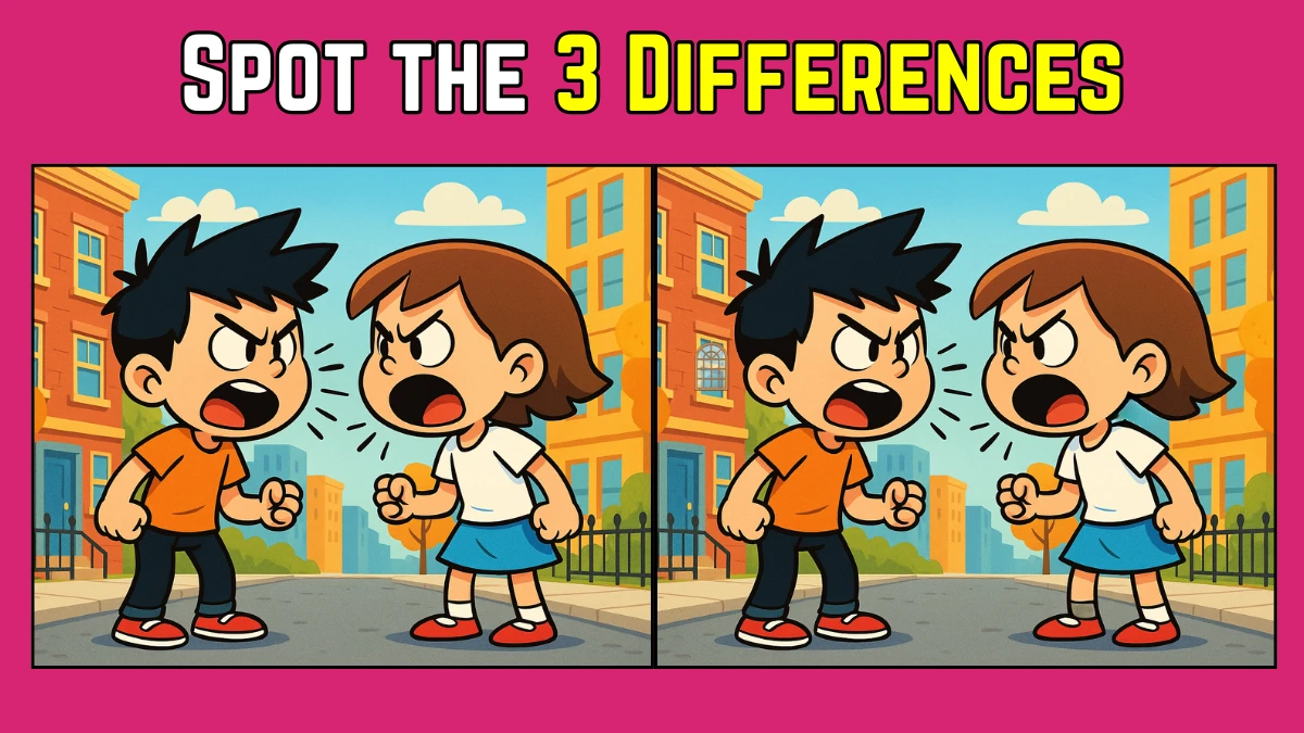 Spot the Difference: Within 9 Seconds Spot The 3 Differences in this Girl and Boy Shouting Image