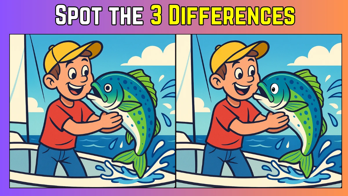 Spot the Difference: Within 9 Seconds Spot The 3 Differences in this Man Catching Fish Image