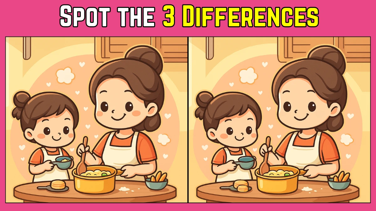 Spot the Difference: Within 9 Seconds Spot The 3 Differences in this Mom and Daughter Image