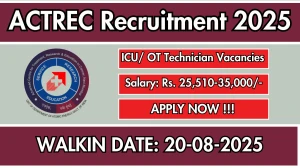 ACTREC Recruitment 2025 – Walk in for ICU/OT Technician Posts ACTREC Recruitment 2025 – Walk in for ICU/OT Technician Posts