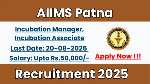 AIIMS Patna Recruitment 2025 - Apply Offline for 02 Incubation Manager, Incubation Associate Posts
