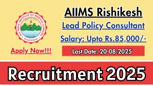 AIIMS Rishikesh Lead Policy Consultant Recruitment 2025 - Apply Offline