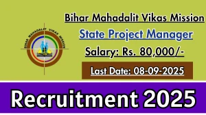 Bihar Mahadalit Vikas Mission State Project Manager Recruitment 2025 - Apply Online by Sep 08
