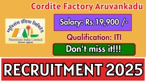 Cordite Factory Aruvankadu Tenure Based CPW Recruitment 2025 - Apply Offline for 77 Posts