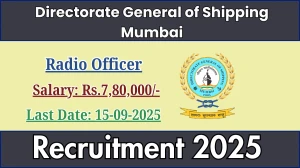 Directorate General of Shipping Mumbai Radio Officer Recruitment 2025 - Apply Offline by Sep 15