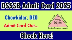 DSSSB Chowkidar, DEO Admit Card 2025 OUT Download Link dsssb.delhi.gov.in