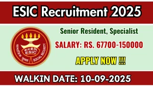 ESIC Recruitment 2025 – Walk in for 38 Senior Resident, Specialist Posts ESIC Recruitment 2025 – Walk in for 38 Senior Resident, Specialist Posts