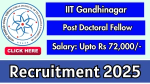 IIT Gandhinagar Post Doctoral Fellow Recruitment 2025 - Apply Online for 02 Posts