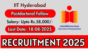 IIT Hyderabad Postdoctoral Fellow Recruitment 2025 - Apply Offline