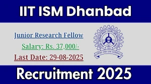 IIT ISM Dhanbad Junior Research Fellow Recruitment 2025 - Apply Offline