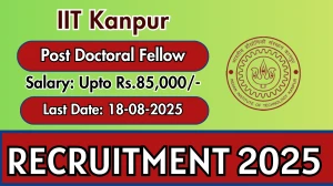 IIT Kanpur Post Doctoral Fellow Recruitment 2025 - Apply Offline