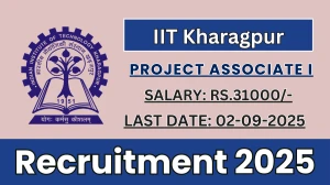 IIT Kharagpur Project Associate I Recruitment 2025 - Apply Online by Sep 02