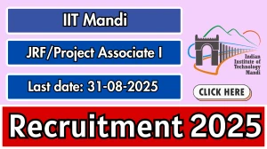 IIT Mandi JRF/Project Associate I Recruitment 2025 - Apply Online
