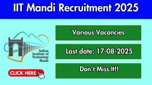 IIT Mandi Recruitment 2025 - Apply Online for 05  JRF/Project Associate I, Senior Research Fellow and Other Posts