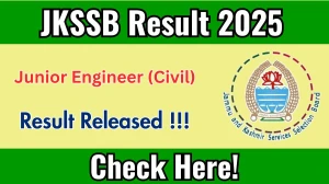 JKSSB Junior Engineer (Civil) Result 2025 Out at jkssb.nic.in, Direct Link to Download Result PDF Here