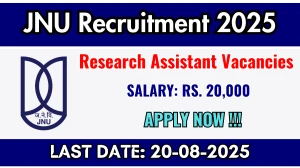 JNU Research Assistant Recruitment 2025 - Apply Offline