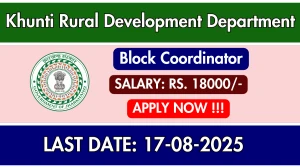 Khunti Rural Development Department Block Coordinator Recruitment 2025 - Apply Offline Khunti Rural Development Department Block Coordinator Recruitment 2025 - Apply Offline