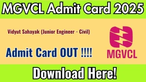 MGVCL Vidyut Sahayak (Junior Engineer - Civil) Admit Card 2025 OUT Download Link mgvcl.com MGVCL Vidyut Sahayak (Junior Engineer - Civil) Admit Card 2025 OUT Download Link mgvcl.com