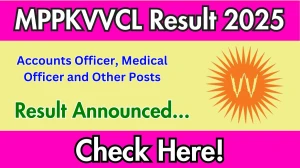 MPPKVVCL Accounts Officer, Medical Officer and Other Posts Result 2025 Out at mpwz.co.in, Direct Link to Download Result PDF Here MPPKVVCL Accounts Officer, Medical Officer and Other Posts Result 2025 Out at mpwz.co.in, Direct Link to Download Result PDF Here