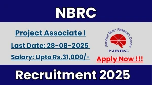 NBRC Project Associate I Recruitment 2025 - Apply Offline