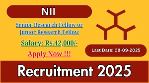 NII Senior Research Fellow or Junior Research Fellow Recruitment 2025 - Apply Offline for 01 Posts